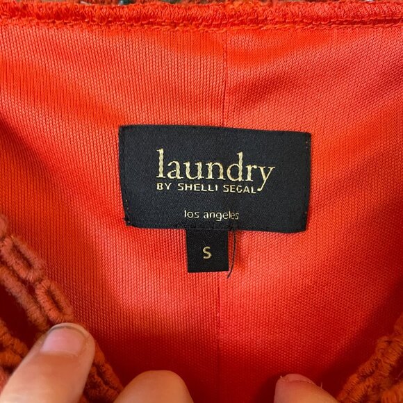 Red/Orange Laundry Size Small Stretchy Textured Dress B1 - Picture 4 of 5